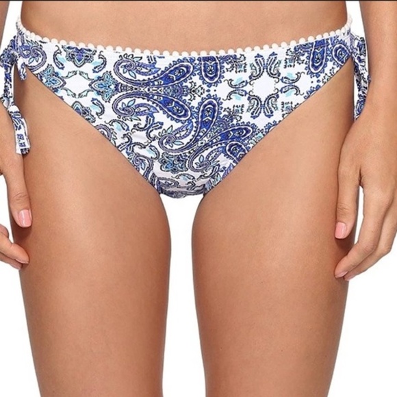 NWT Bleu Rod Beatties “Driving Miss Paisley” Side Tie Hipster Bikini Bottoms 10 - Picture 1 of 3